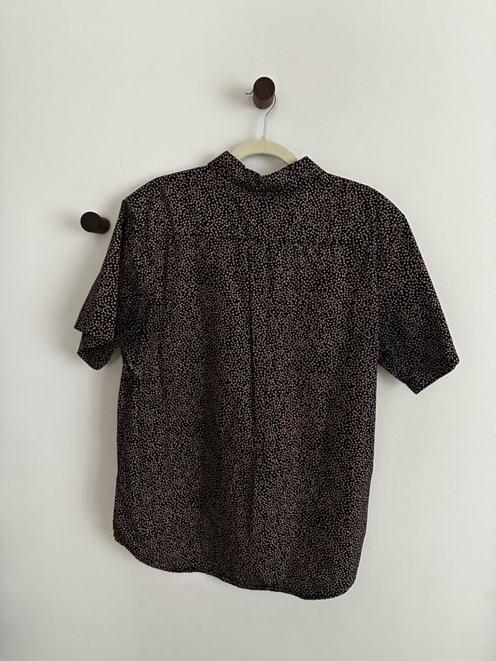 Obey Men’s Short-Sleeve Button-Down Shirt in Black with Pink Dot Print - Picture 2 of 4